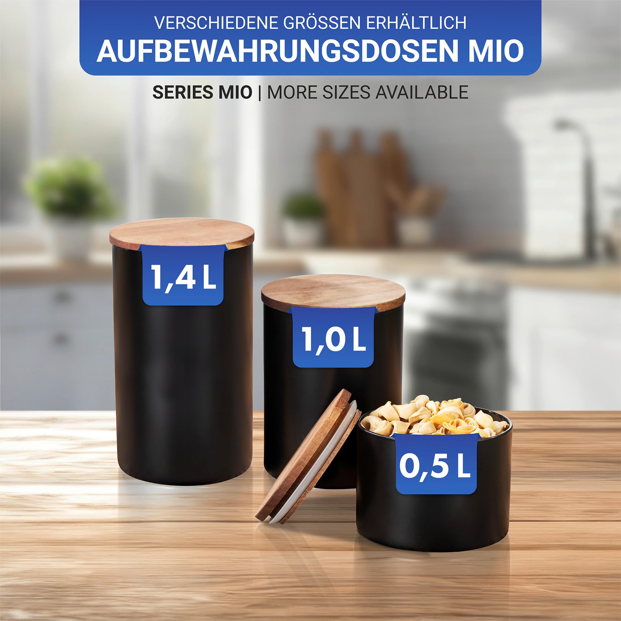 Wenko Mio contenitore vetro 1,4 l nero ermetico