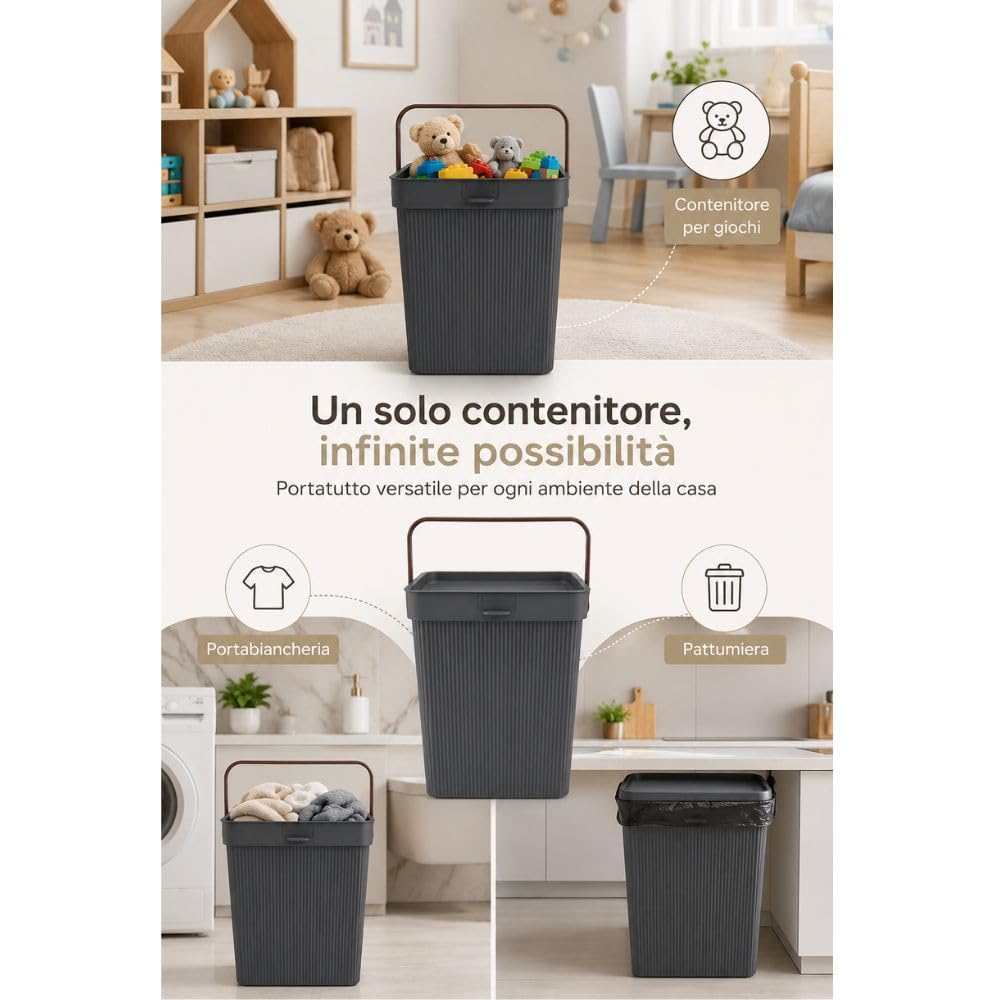 Cecaro Group Pattumiera 10 Litri Bianca con Coperchio