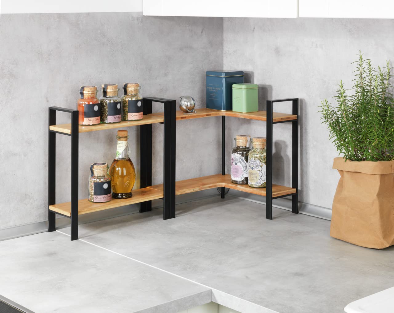 Wenko Lou scaffale cucina 2 ripiani nero bambù 32x33x11