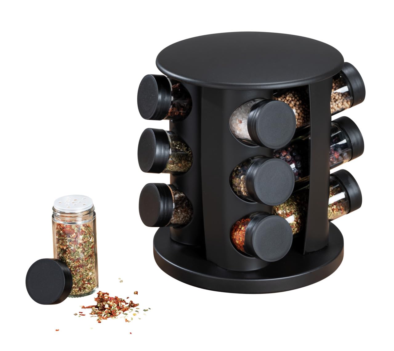 Wenko Bruna Portaspezie Girevole 13 Pezzi Nero 100 ml