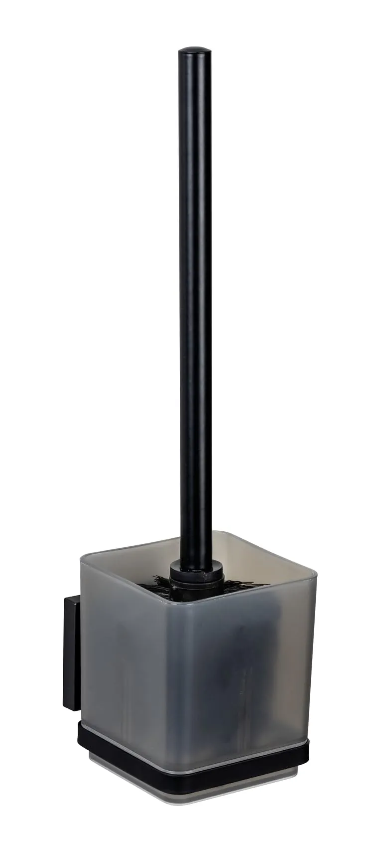 Wenko Quadro set scopino WC da parete nero con supporto