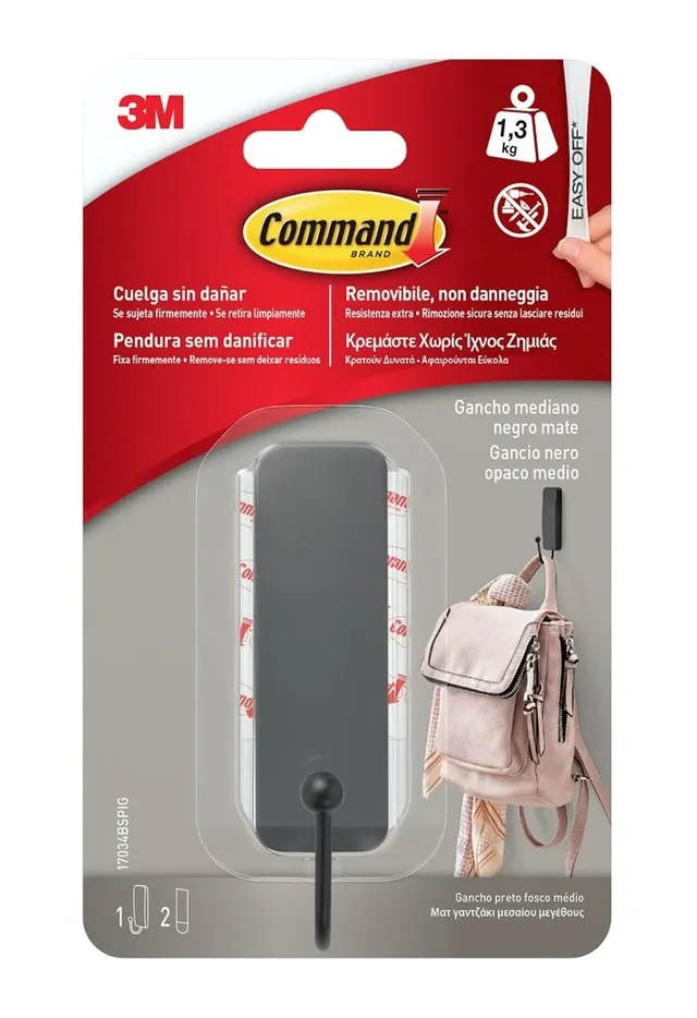 Command 17034B gancio adesivo nero 1,3 kg medium