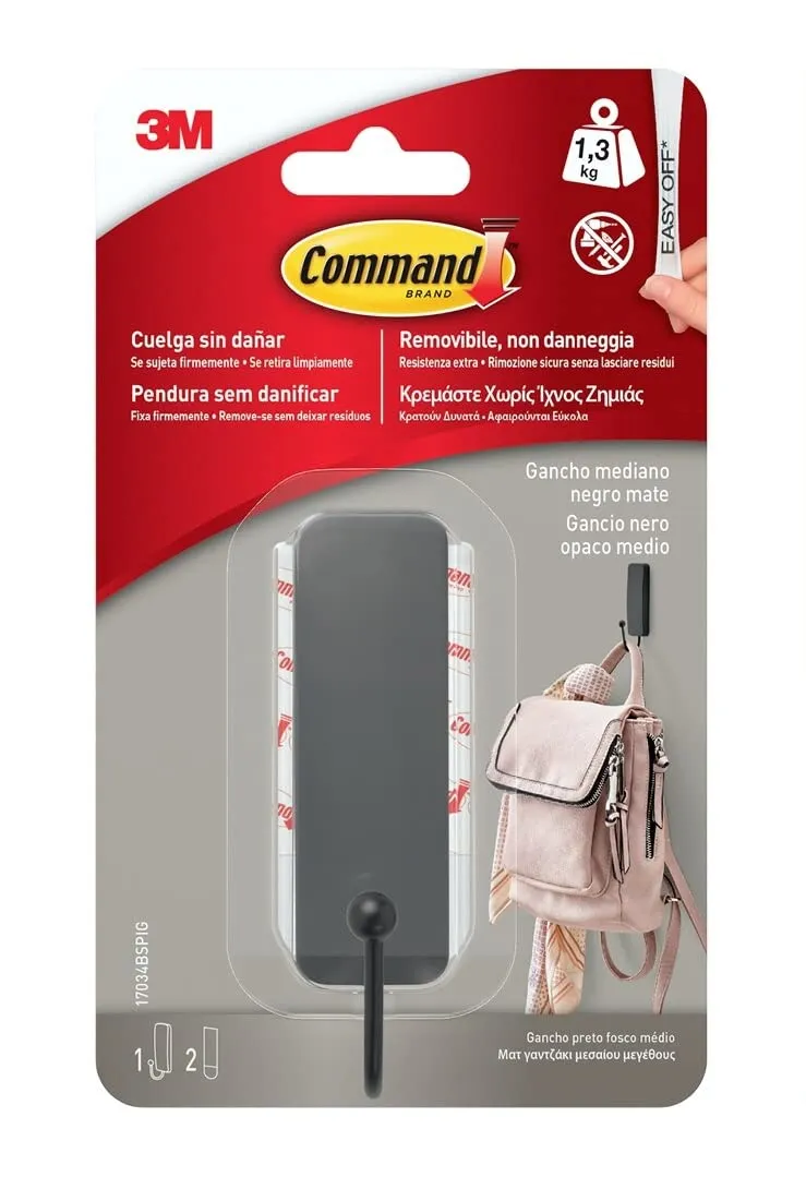 Command 17034B gancio adesivo nero 1,3 kg medium