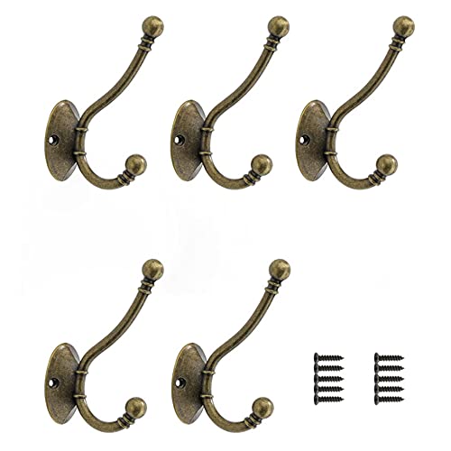 Lxoraziy ganci parete bronzo vintage doppio 5 pezzi