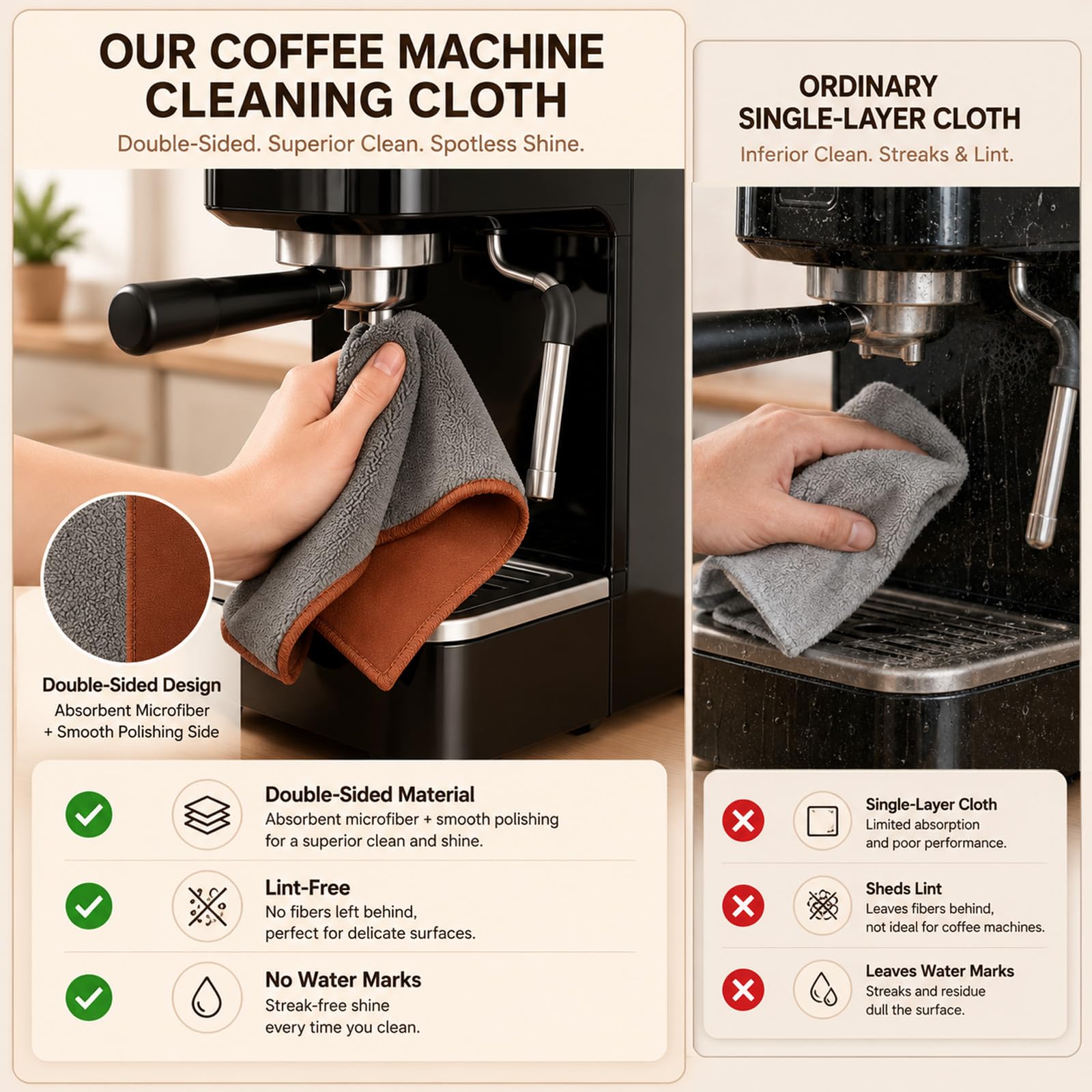 Quelcc Barista Strofinacci Microfibra 30x30 cm Set 4 Pezzi Assorbenti