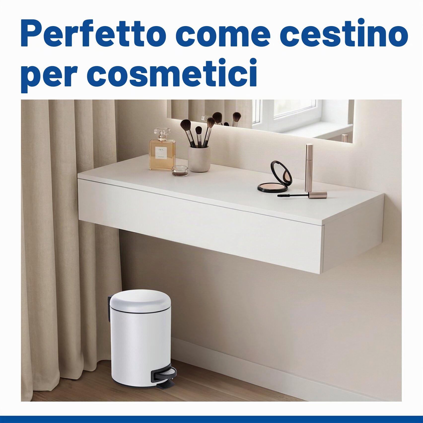 Wenko Leman pattumiera a pedale 3 L bianco opaco