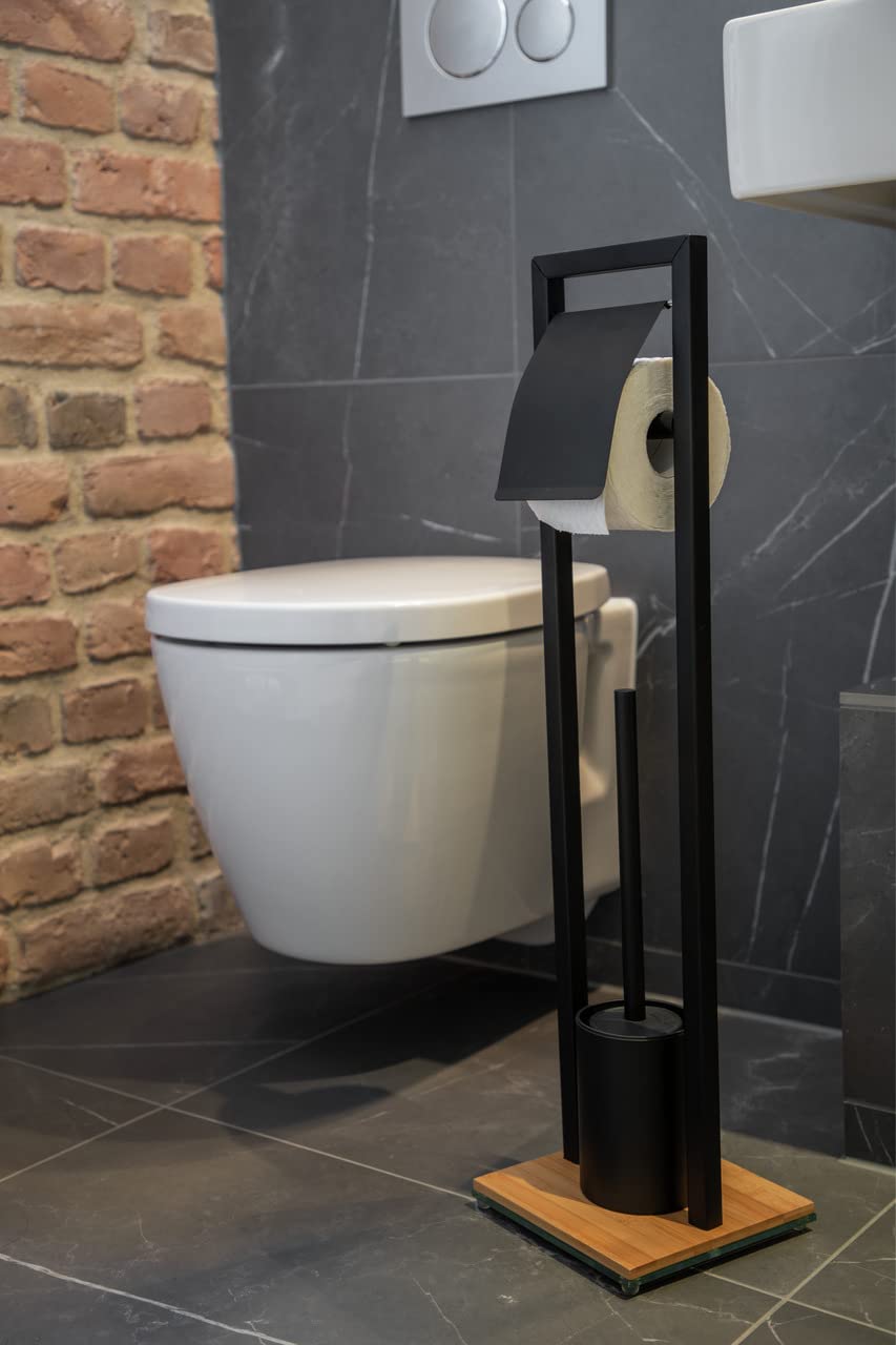 Wenko Bambusa mobiletto bagno in bambù con struttura nera
