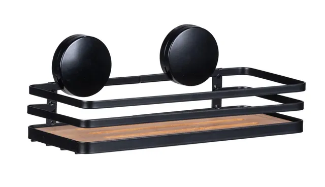 Wenko Alba Static-Loc Plus mensola bagno nero bambù 26,5 cm