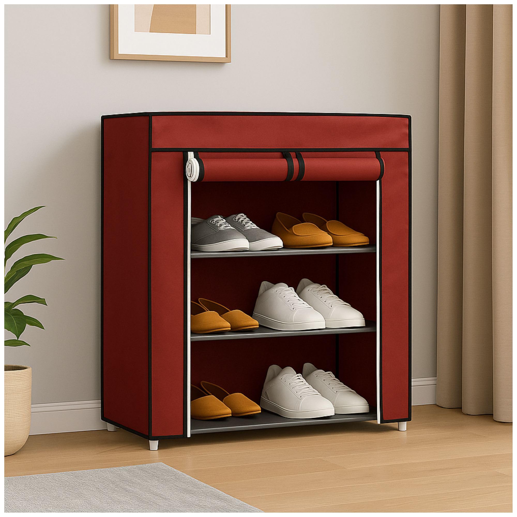 Cecaro Group Scarpiera Tessuto 4 Ripiani 60x30x72 cm