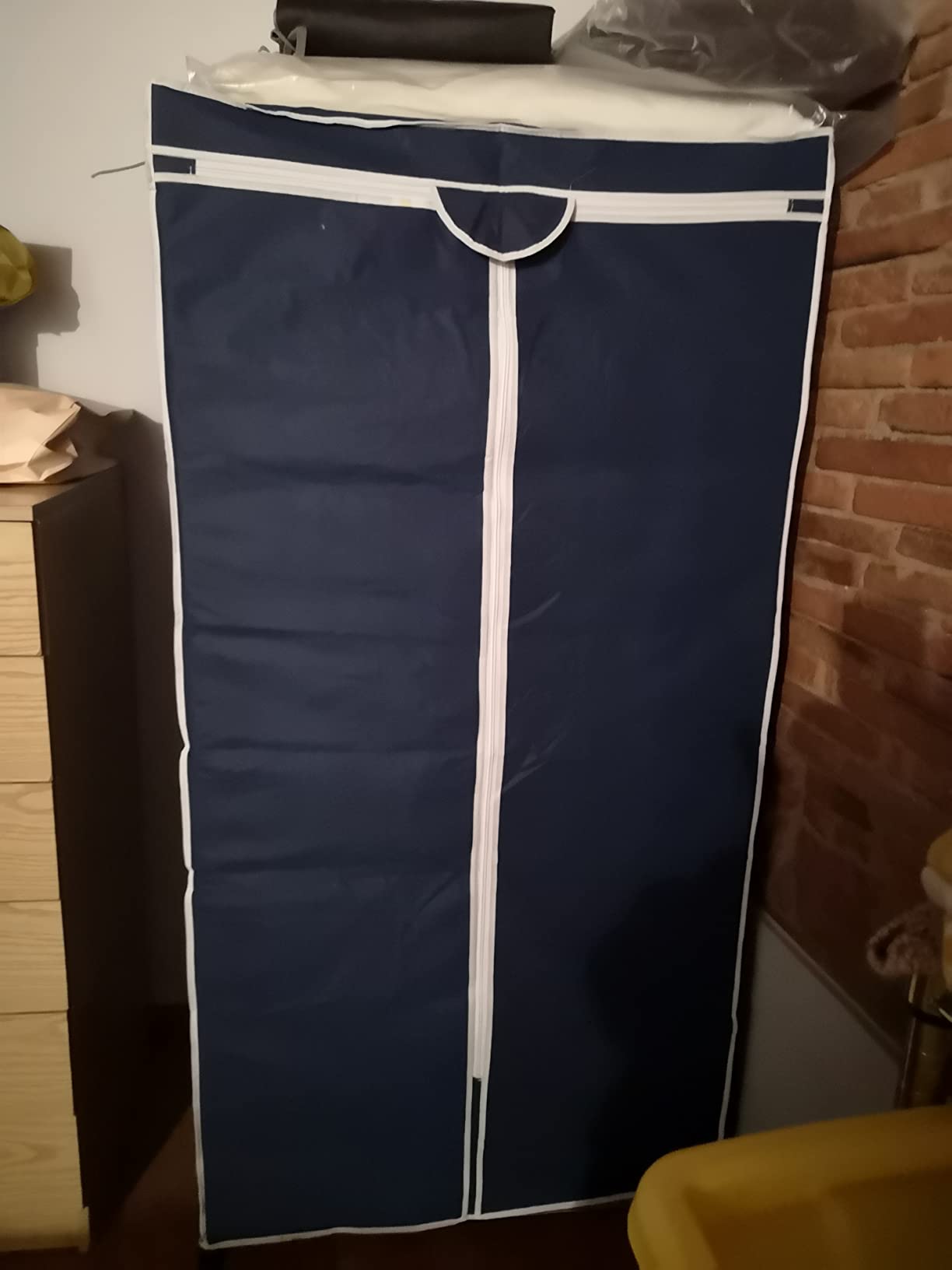 Wenko Air armadio in tessuto con ripiano 75x160x50 cm blu