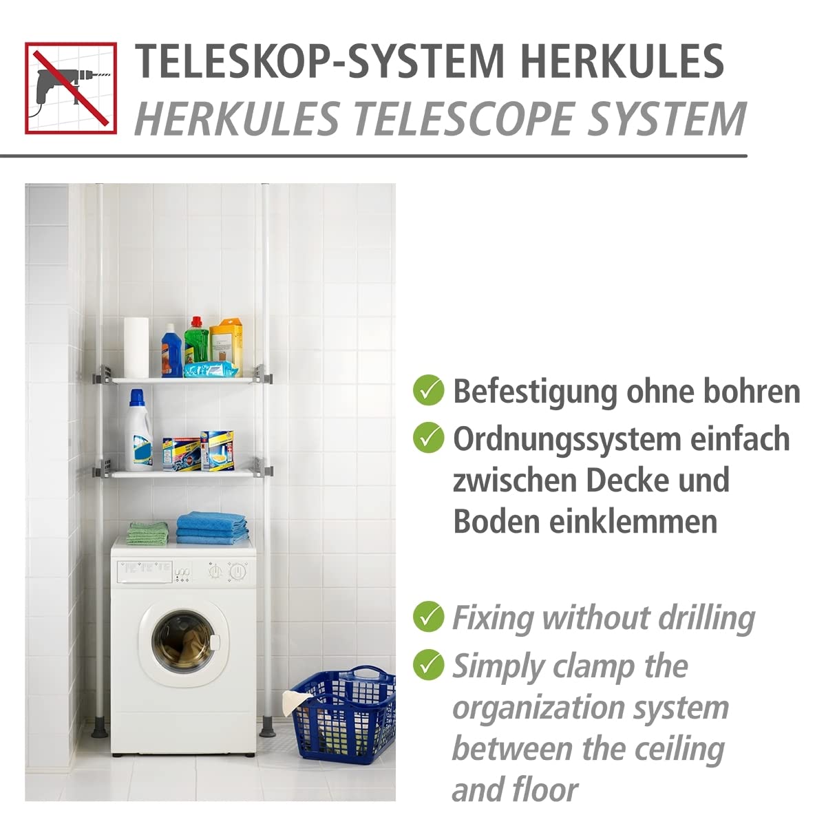 Wenko Herkules Twin Scaffale Telescopico Bianco 120 cm