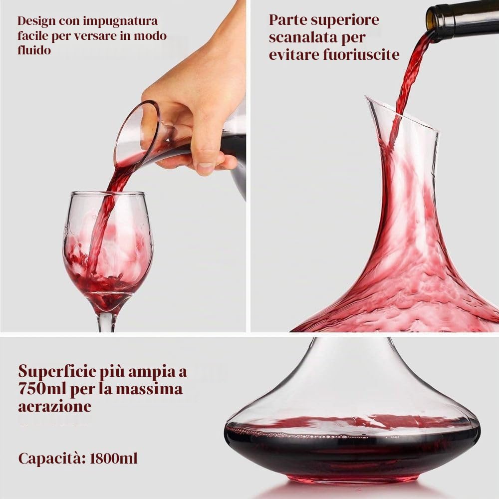 Cecaro Group Set decanter 1,7 L + 6 calici 315 ml vetro 7pz