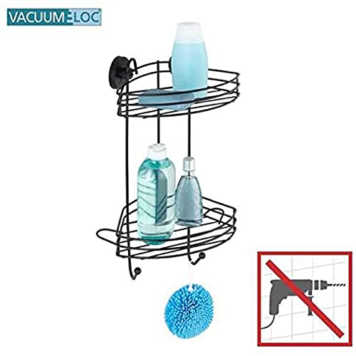 Wenko Vacuum-Loc mensola angolare doccia doppia nera senza forare