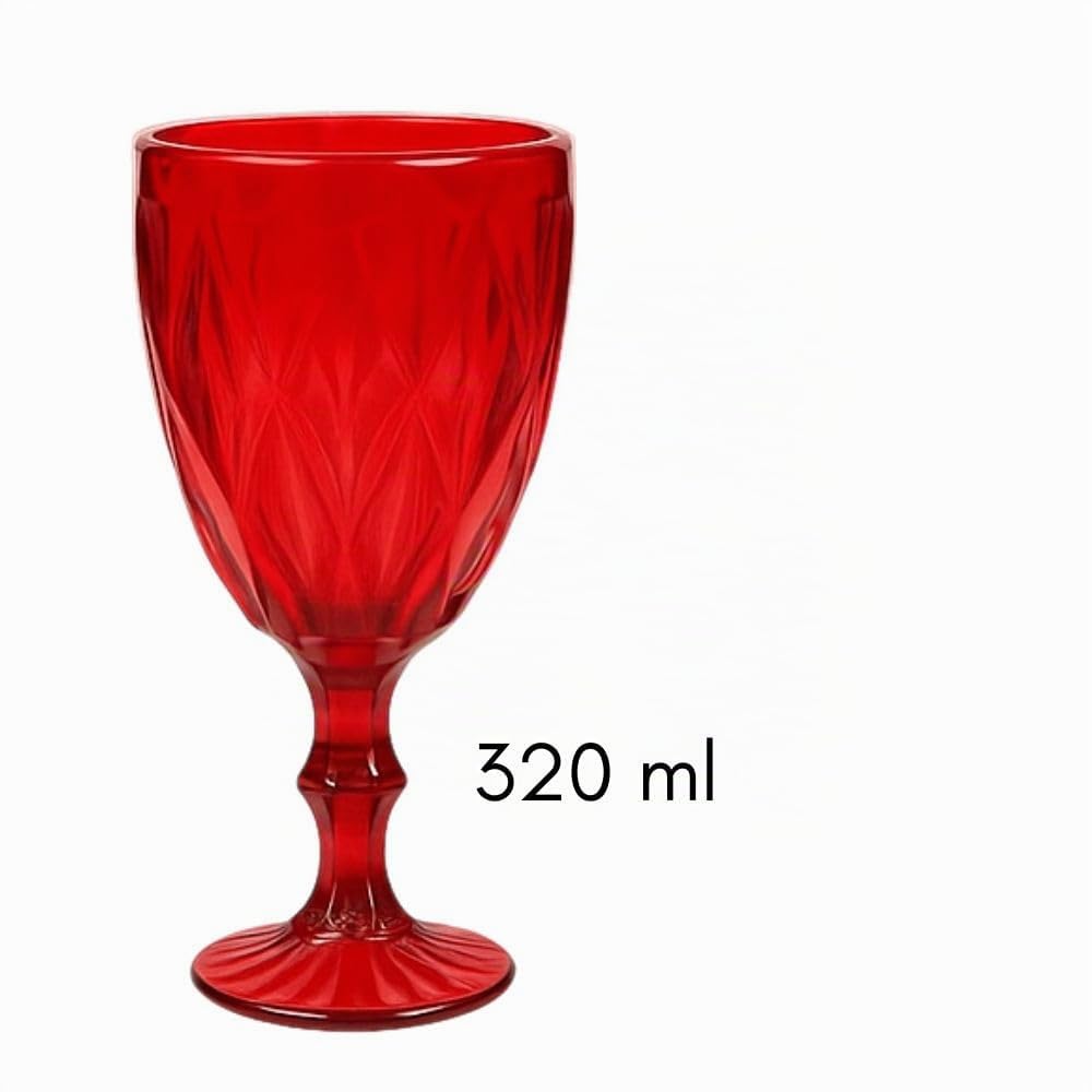 Cecaro Group Set 6 Calici Vetro Rosso 320 ml Natalizi
