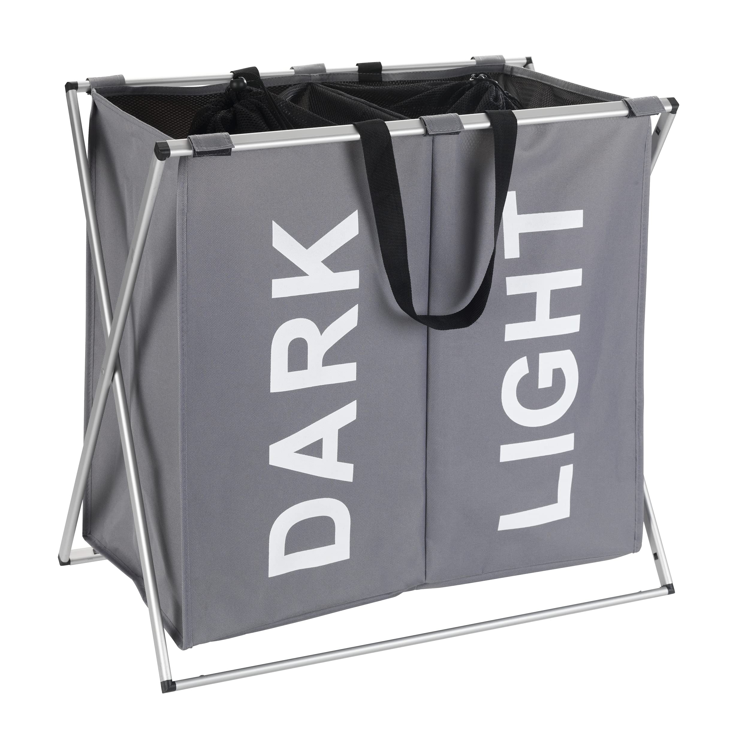 Wenko portabiancheria 2 scomparti grigio 120 L