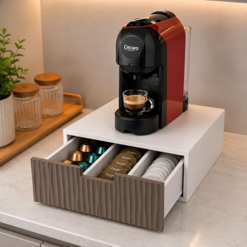 Cecaro Group Porta Capsule Bamboo 3 Scomparti Cassetto Tortora