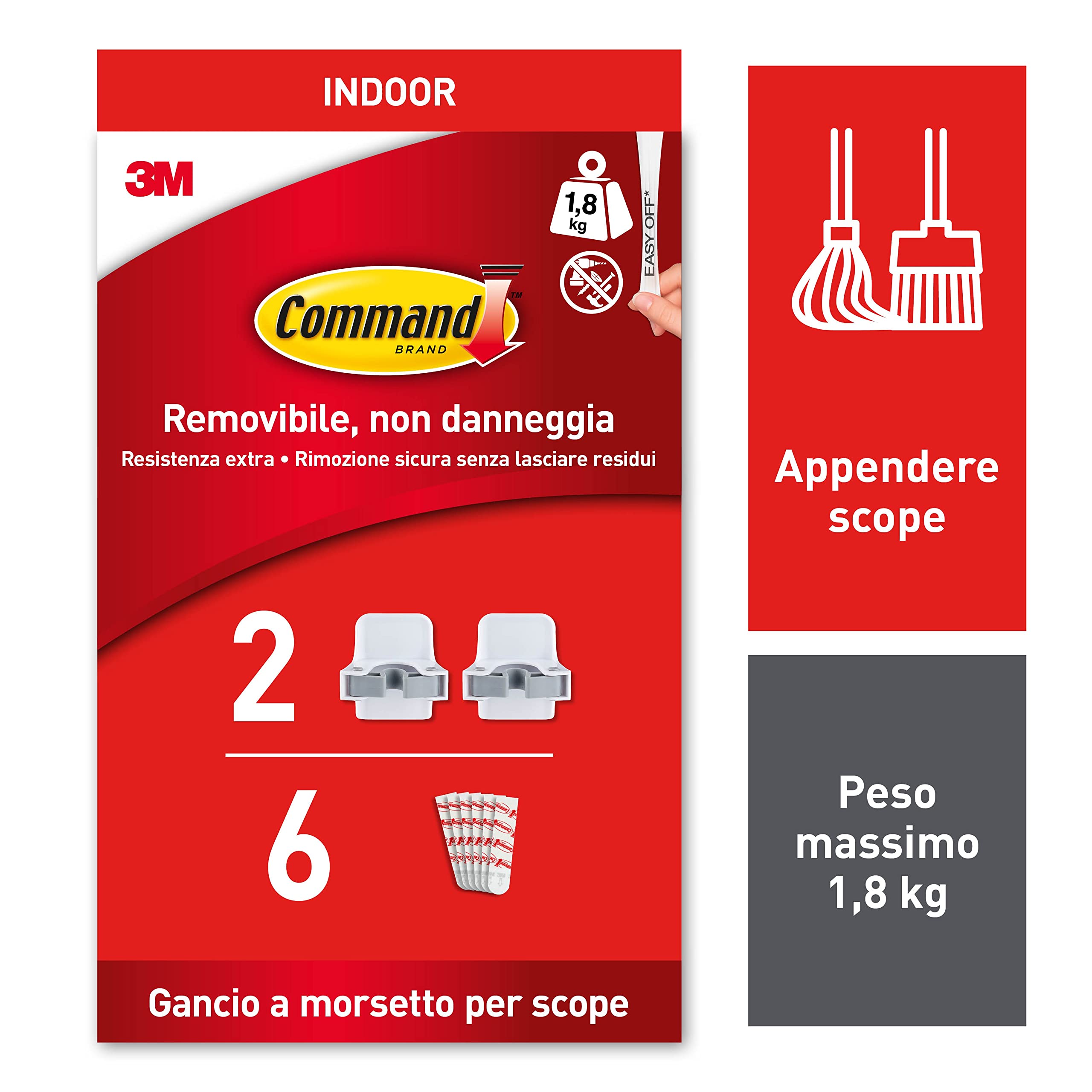 Command Supporti Scope ganci adesivi bianchi 2 pezzi senza forare