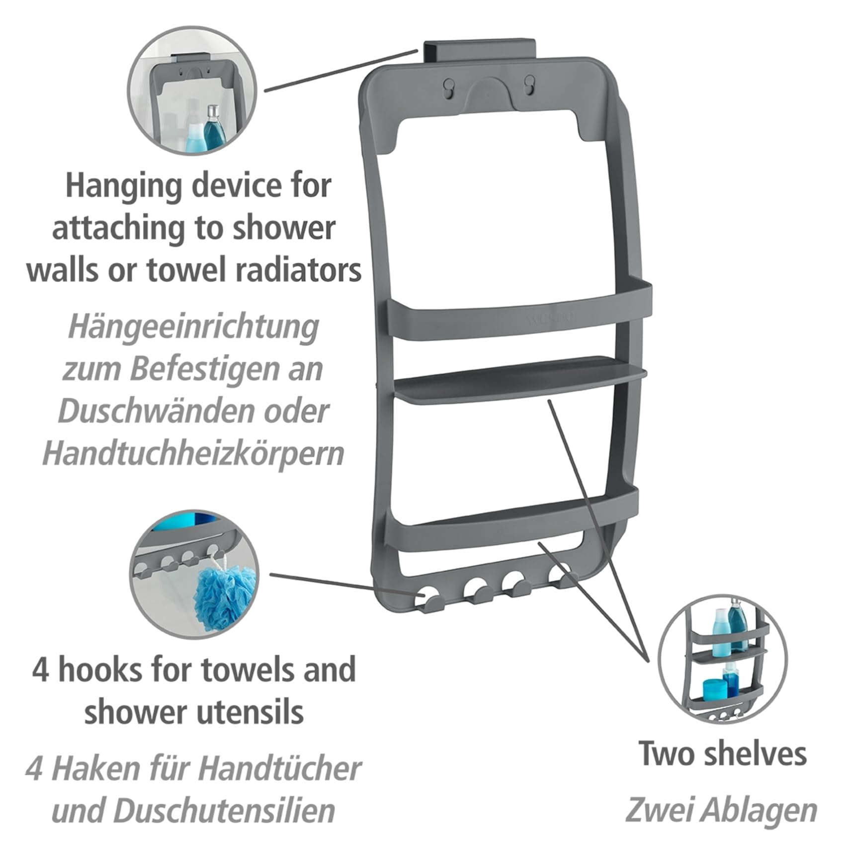 Wenko Universal scaffale bagno 2 piani antracite