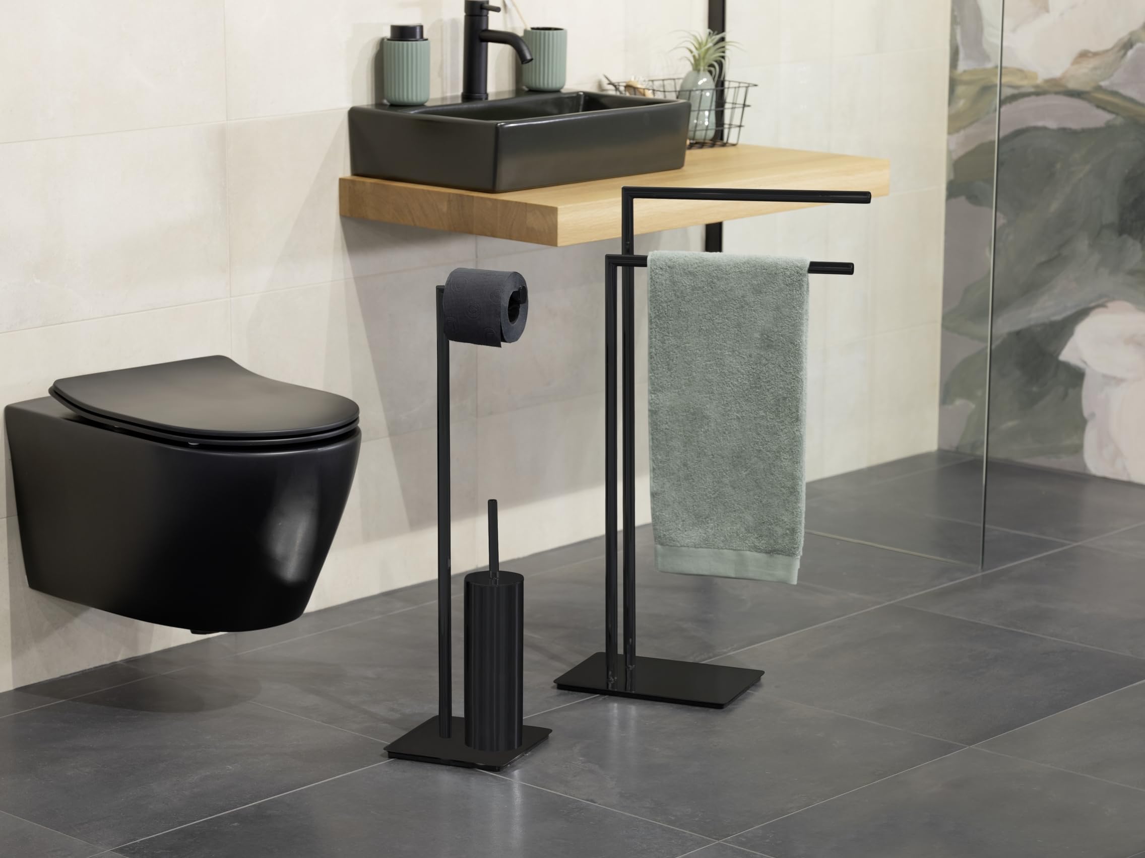 Wenko Recco Portasciugamani Nero 48x80,5x20 cm