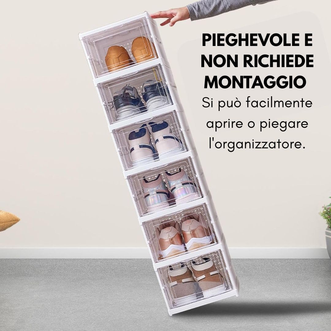 Cecaro Group scarpiera impilabile acrilico 6 ripiani bianca