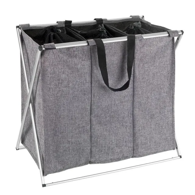 Wenko Trio cesto portabiancheria grigio melange 130 L