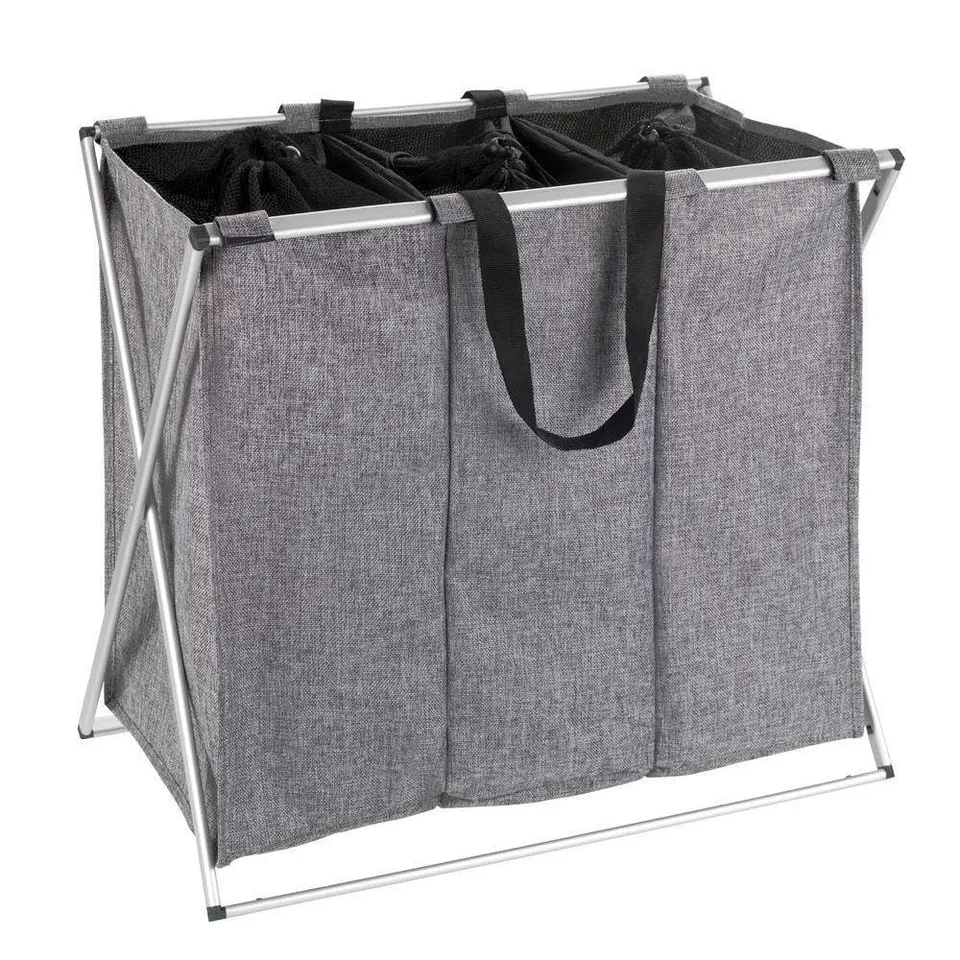Wenko Trio cesto portabiancheria grigio melange 130 L
