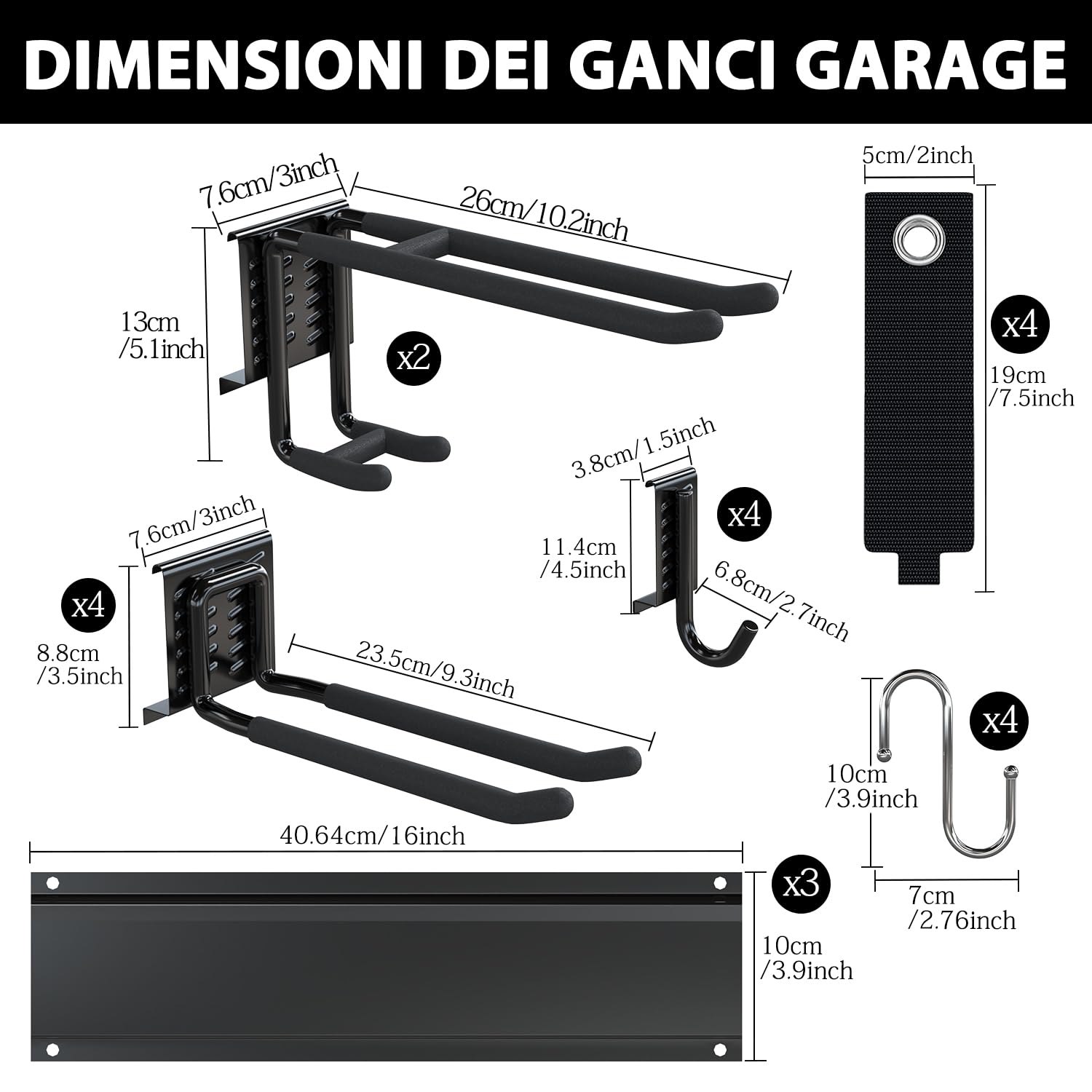 3-H porta attrezzi parete 120 cm acciaio inox 14 ganci
