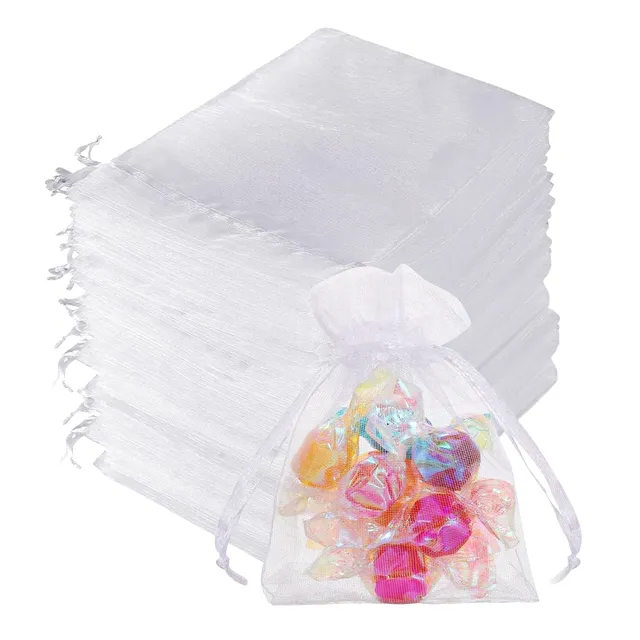 Quelcc sacchetti organza bianchi 7x9 cm 100 pz
