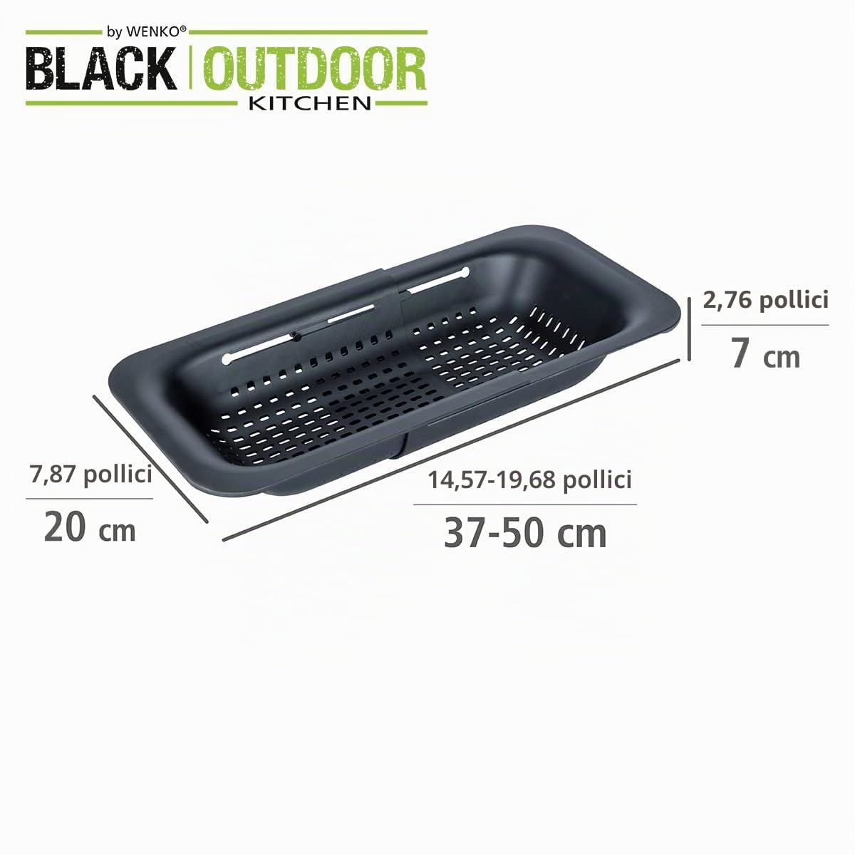 Wenko Sivo Black scolapasta lavello nero estensibile 37-50 cm