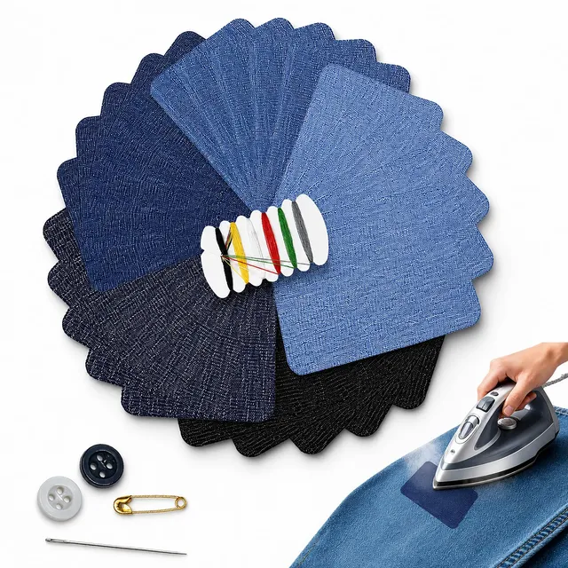 Quelcc Toppe Termoadesive Jeans 25 Pezzi 5 Colori Blu