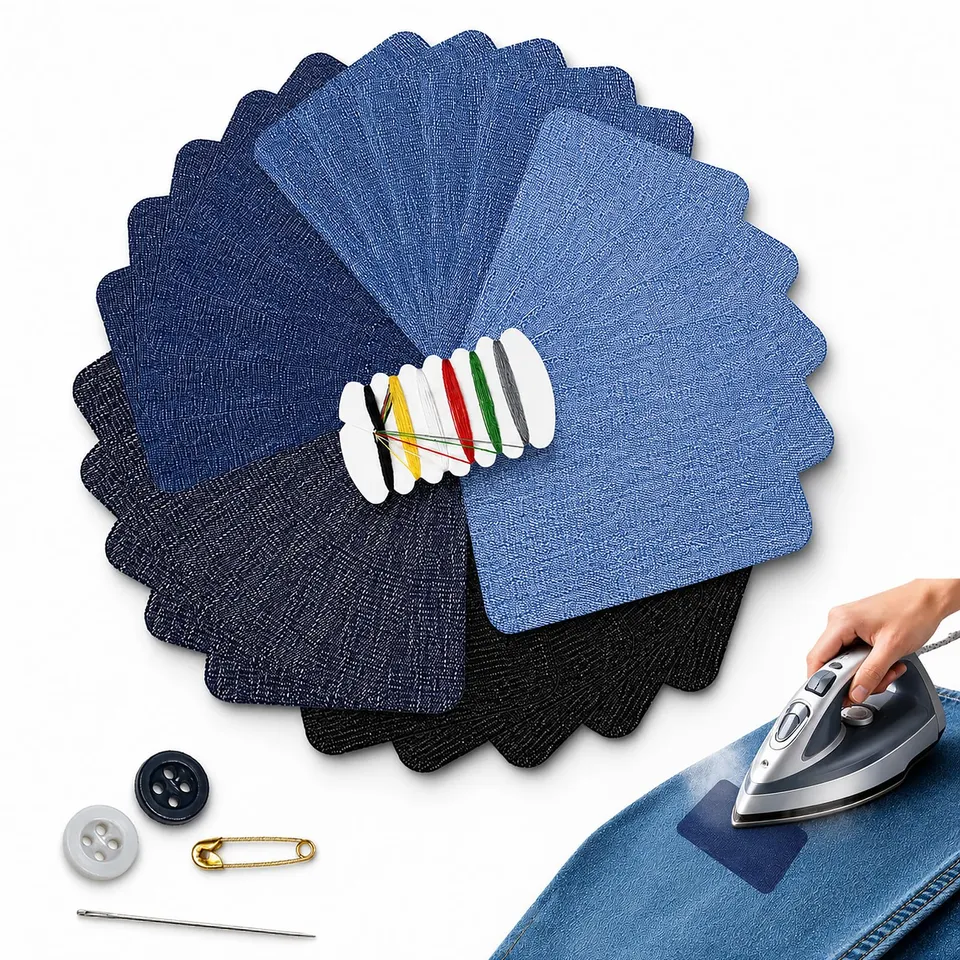 Quelcc Toppe Termoadesive Jeans 25 Pezzi 5 Colori Blu