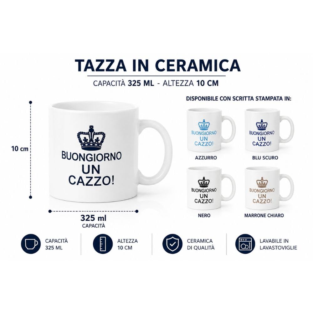 Cecaro Group mug ceramica 325 ml set 2 tazze scritta divertente