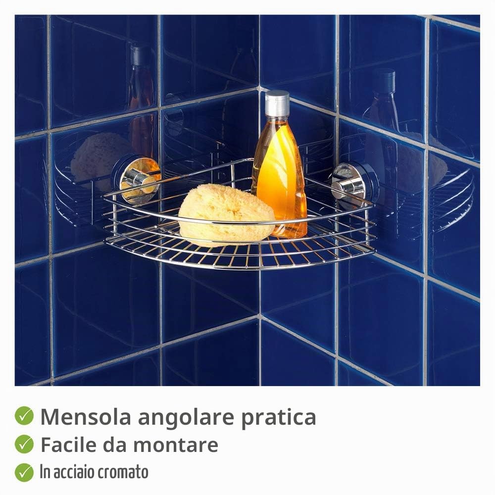 Wenko Vacuum-Loc Bari mensola angolare cromo 1 piano