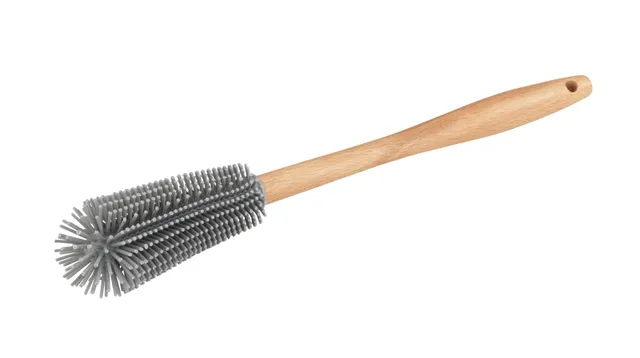 Wenko Hollie spazzola bottiglie silicone grigia 30 cm legno