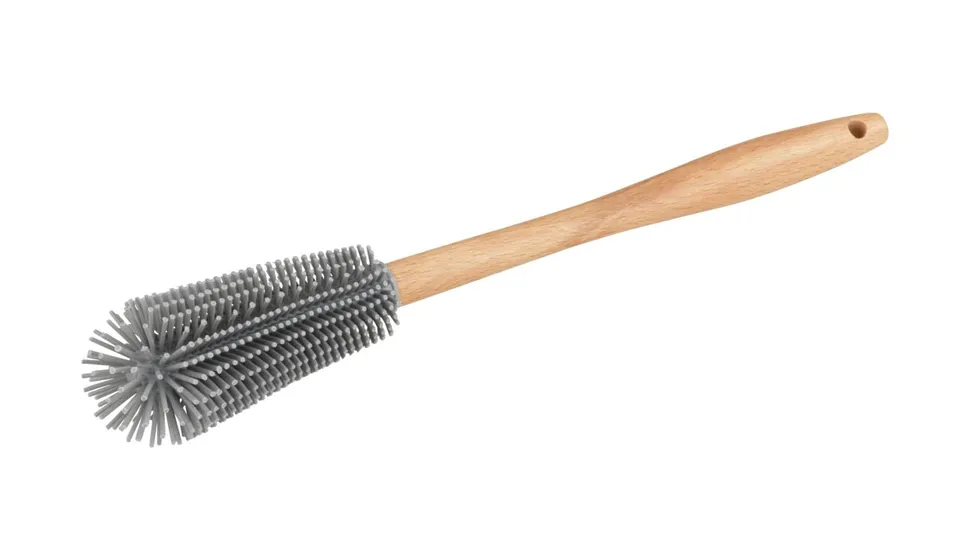 Wenko Hollie spazzola bottiglie silicone grigia 30 cm legno