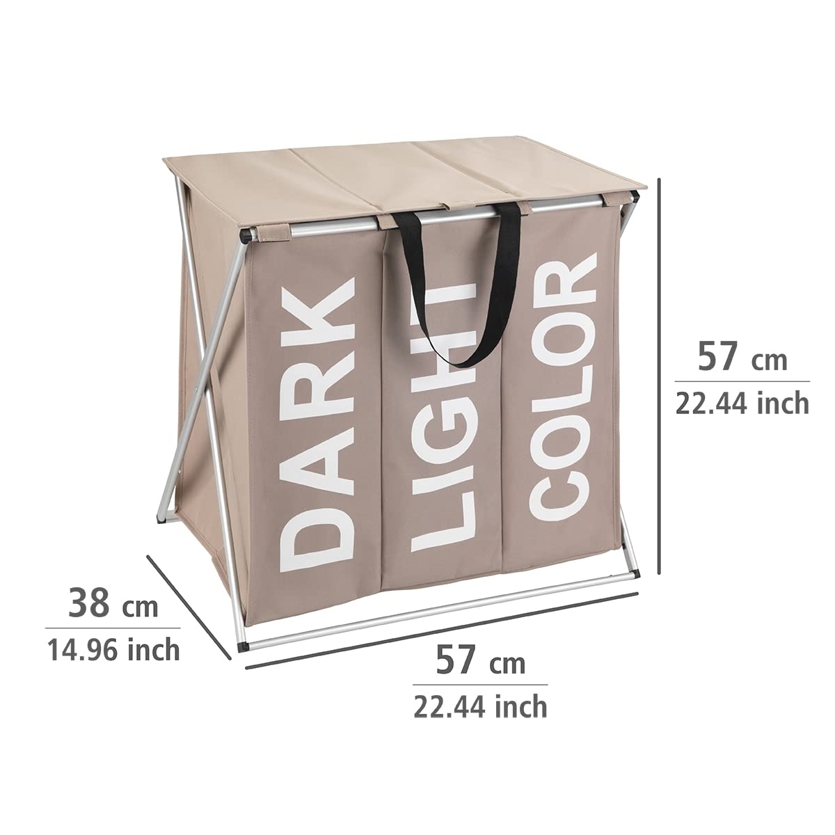 Wenko Trio Top cesto portabiancheria 118 L taupe