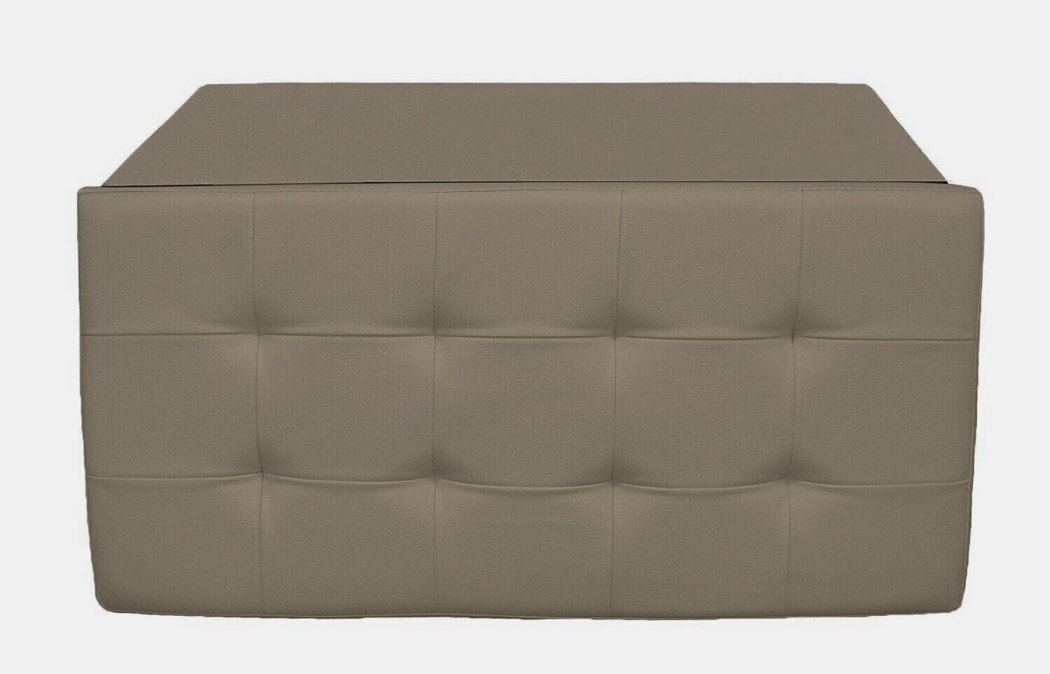 Pouf contenitore beige ecopelle 76x38 cm trapuntato