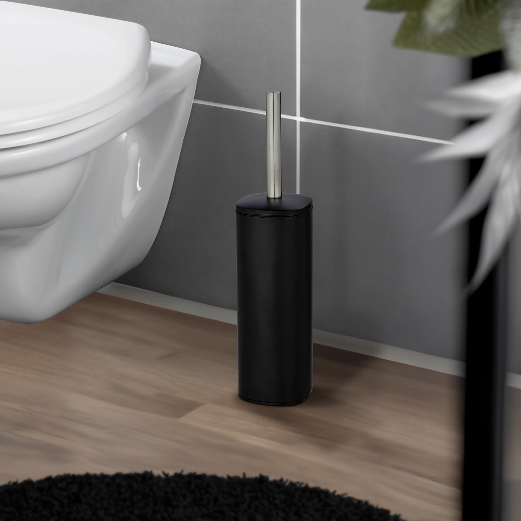 Wenko Alassio set WC portascopino nero opaco acciaio inox