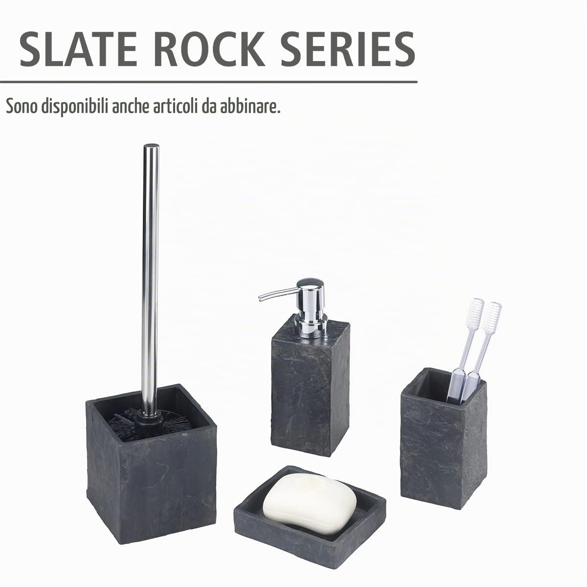 Wenko Slate Rock Portascopino Ardesia Grigio 38 cm
