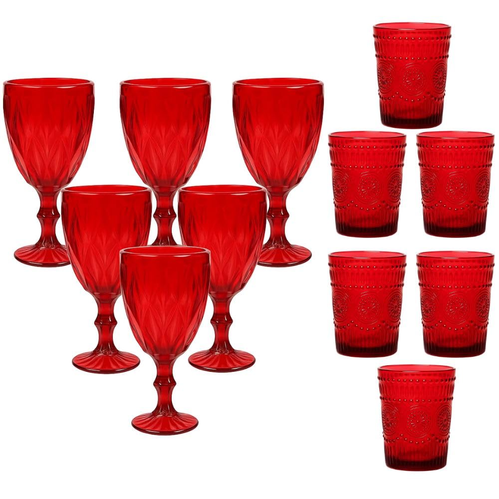 Cecaro Natalizi set bicchieri vetro rosso 12 pezzi 320+280 ml