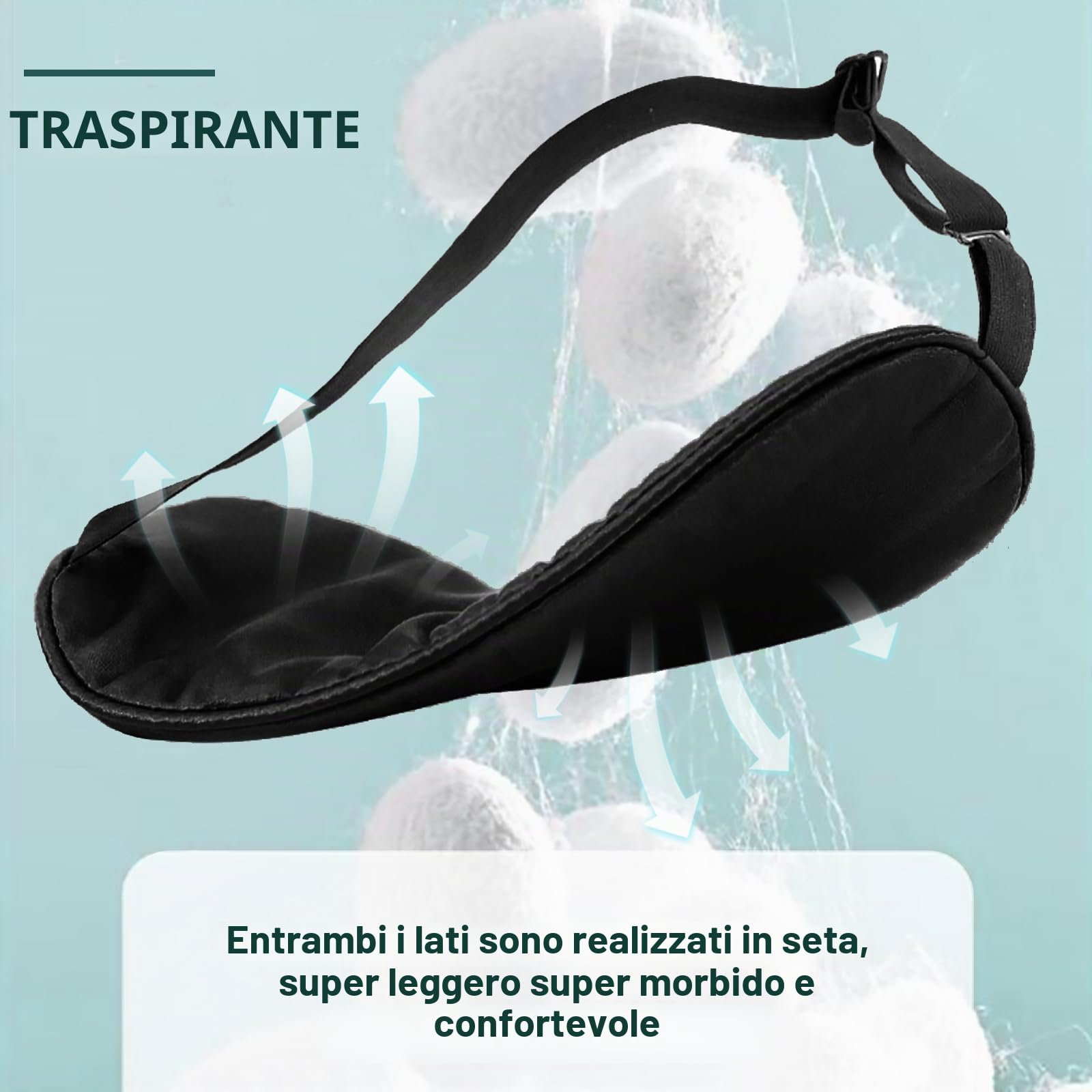 Quelcc mascherina notte seta nero 2 pezzi