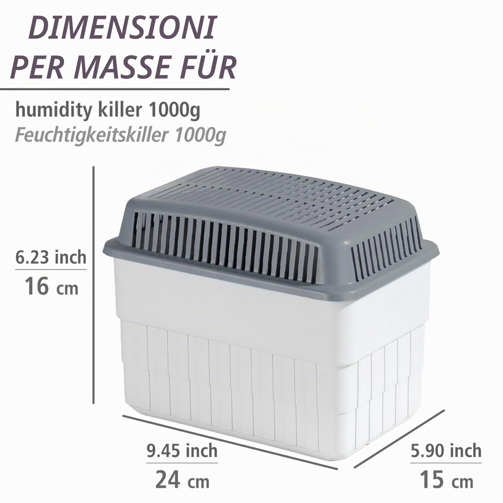 Wenko deumidificatore ricaricabile bianco/grigio 2x1 kg