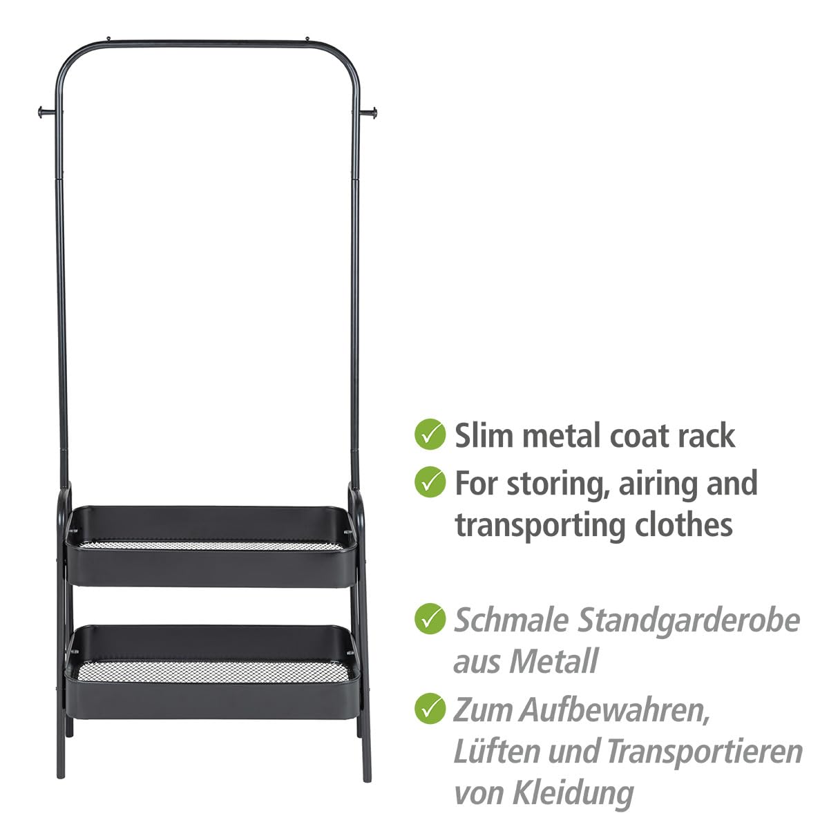 Wenko Kali 69795800 Appendiabiti Stretto Nero con 2 Cesti