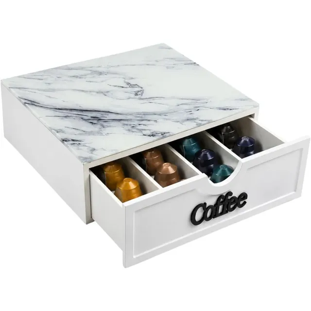 Cecaro Group Portacapsule Cassetto Marmo Nero 30x30x10 cm