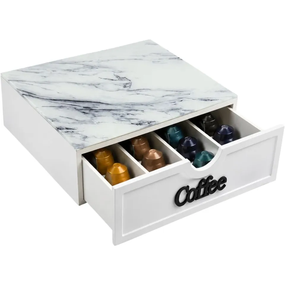 Cecaro Group Portacapsule Cassetto Marmo Nero 30x30x10 cm