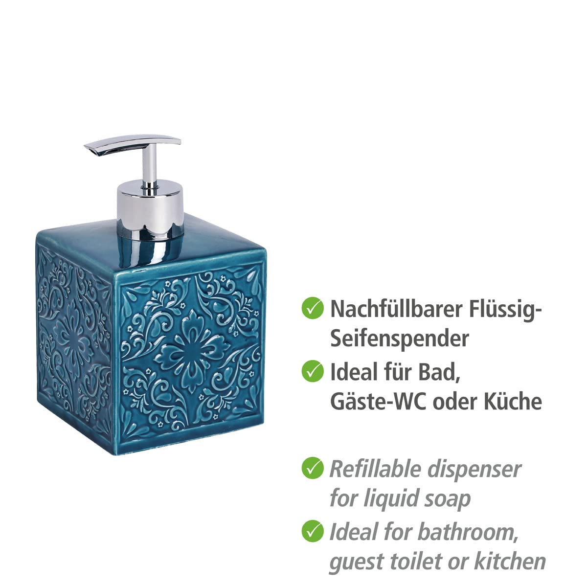 Wenko Cordoba Dispenser Sapone Ceramica Blu 500 ml