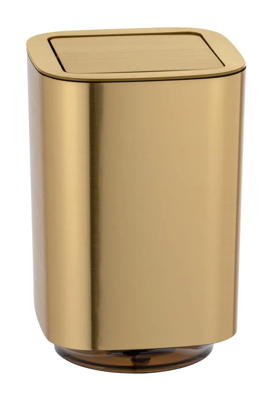 Wenko Pattumiera Bagno Oro 5,5 L con Coperchio Basculante