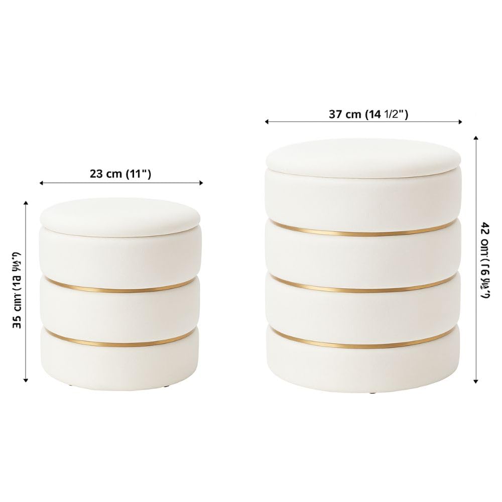 Cecaro Group set 2 pouf contenitori velluto bianco