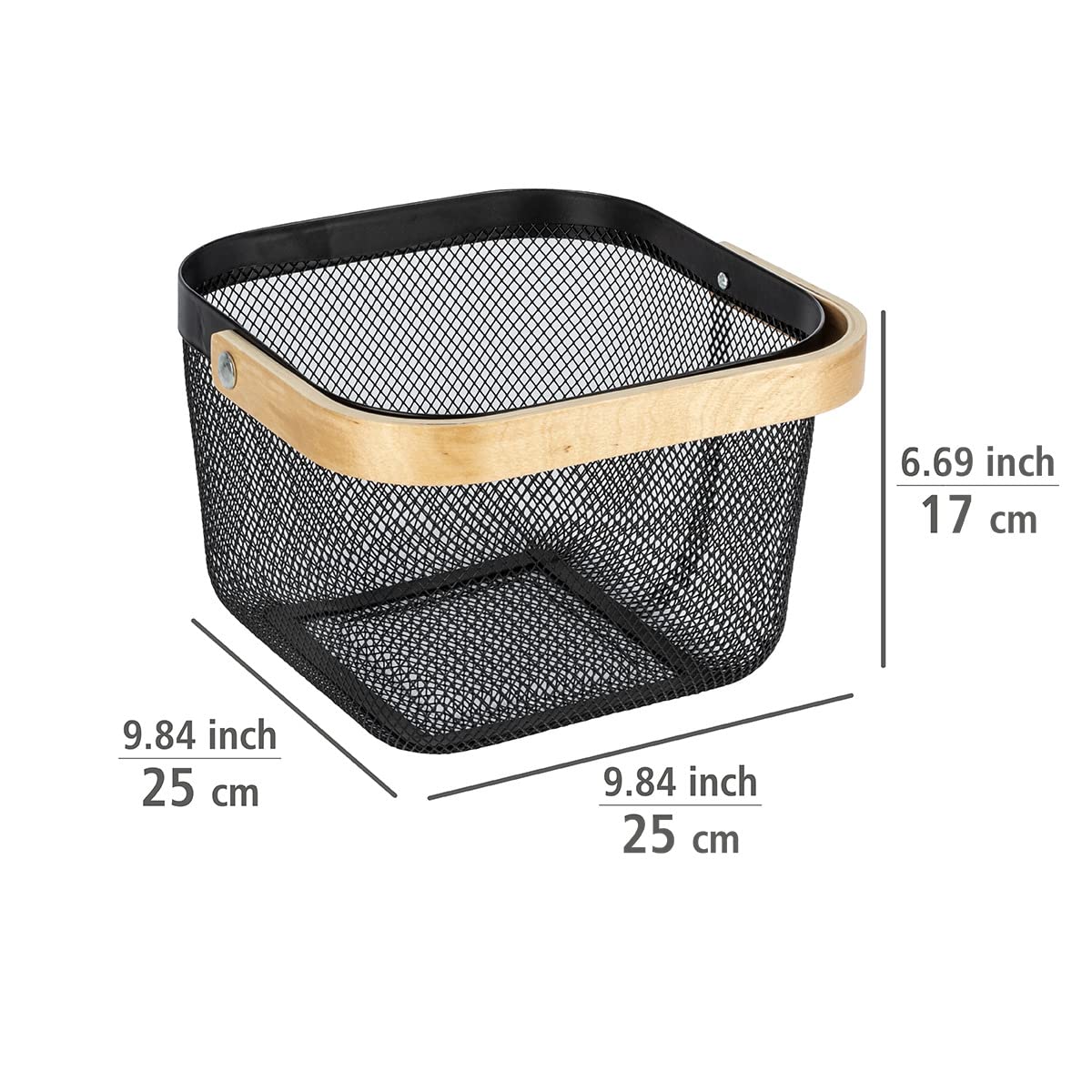 Wenko Bambusa Cesto Bagno Nero 25x17 cm Manico Bambù