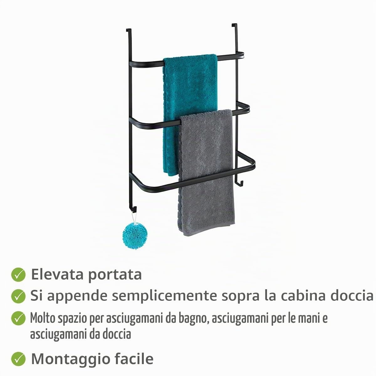 Wenko Irpinia Portasciugamani Nero da Porta 54,5 cm